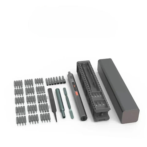 Mini Cordless Electric Drill And Screwdriver Set With No Sweat Operation Dual Purpose Power Tool lightweight driver kit and accessories arranged neatly.