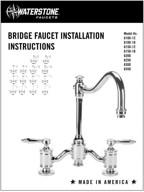 Vintage Bridge Faucet With Smooth Lever Handles In Matte Antique Brass Finish For Classic Kitchen Sink Setup installation instructions with faucet model numbers.