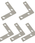 Top view of 10 Pack Stainless Steel L Brackets Set Heavy Duty Corner Brace Plates 60mm By 60mm for wood furniture repair.