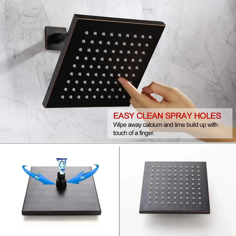 Shower Faucet With Tub Spout In Oil Rubbed Bronze Wall Mounted Rainfall Shower Head with easy clean spray holes feature.