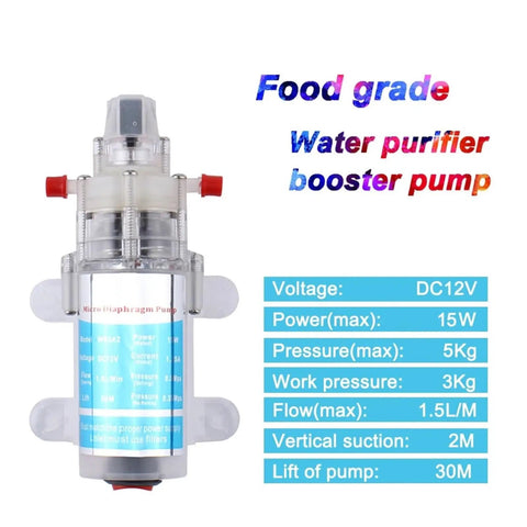 Heavy Duty 12V Automatic Electric Diaphragm Water Pressure Pump 75W High Performance Upgrade For RV Camper Boat And Home Systems, detailed view with specifications.