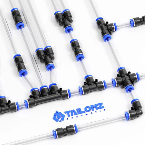 One Quarter Inch Air Fittings Assortment Kit With Push To Connect Pneumatic Fittings Set Includes Two Splitters Two Elbows Two Tees