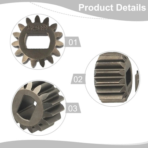 Close-up views of 2 Pack Pinion Gears 1315399 for 22 Inch Recycler and Personal Pace Lawn Mowers Replacement 1109417.