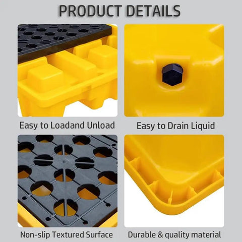 Modular Spill Containment Pallet With Drain And Anti Leak Tray For Safe Liquid Storage Heavy Duty Polyethylene Platform details