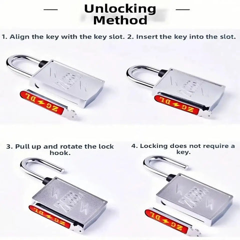 Unlocking method for Hardcore Magnetic Padlock No Sweat Keyless Design 30mm with steps for use and dual magnetic keys.