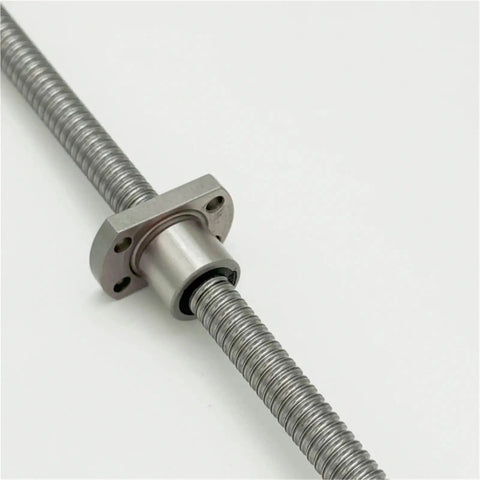 Miniature Ball Screw SFK0801 8mm Diameter 10mm Lead With SFK Ball Nut For 3D Printers, close-up showing flange nut detail.