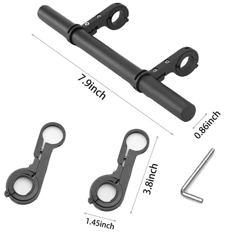 Bike Handlebar Extender With Dual Clamp Mount For Extra Space On Your Bar For Lights GPS Phone Mounts Speedometers Bottle Cages And More Lightweight Aluminum Durable Rust Resistant Bicycle Accessory, 7.9 inch dimensions with tools
