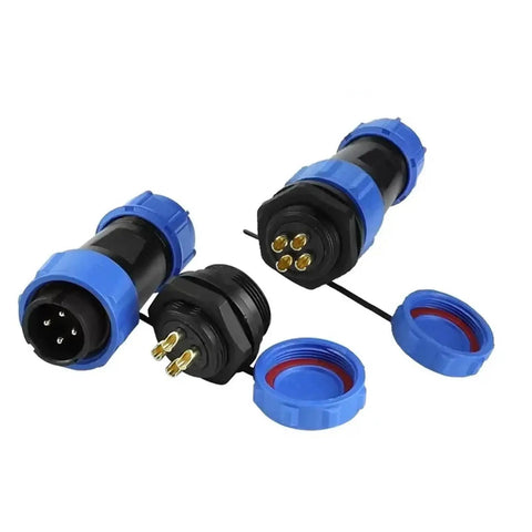 Waterproof IP68 panel mount socket connectors SP20 SP21 cylindrical style with back nut for electrical cable wiring