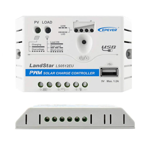 Close-up of a 5A PWM solar charge controller from 20W Monocrystalline Solar Panel And 5A PWM Charge Kit With USB 5V Output For RVs Boats And Camping
