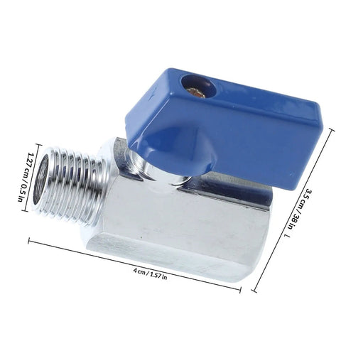 Mini Brass Ball Valve With Female To Male Threaded Lever Handle Shutoff Npt Dn8 close-up showing blue handle and threaded ends.