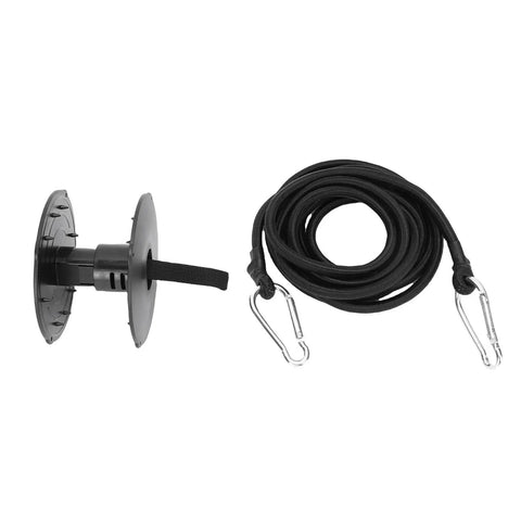 Floating Mat Attachment Kit Heavy Duty Water Safety Tie Down with 118 Inch Rope, hooks, and eyelets in black ABS polyester