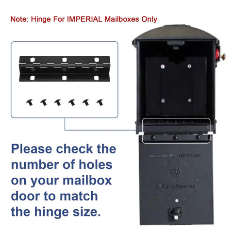 Mailbox Door Hinge Replacement With Size 6 Screw Holes, Heavy Duty Steel, Rust Resistant Matte Finish, weatherproof and durable