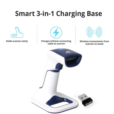 Wireless Portable 1D Bluetooth Barcode Scanner With Stand Handheld 3 In 1 Cordless Rechargeable Scan Gun For Inventory USB Reader 1D Only