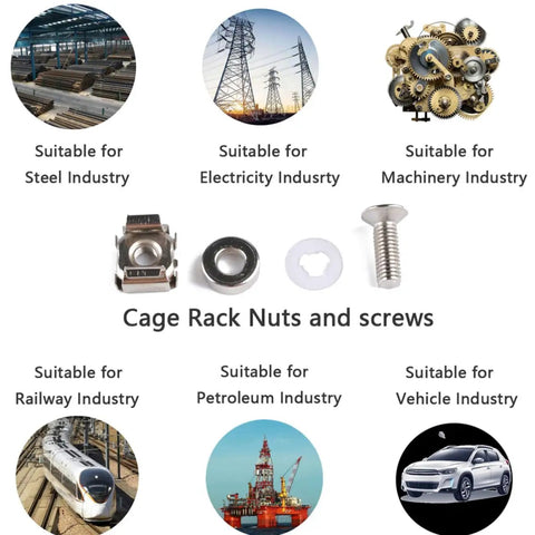 Two Sets Square Hole Cage Nuts With Mounting Screws And Washers, Nickel Plated Iron, for diverse industrial applications