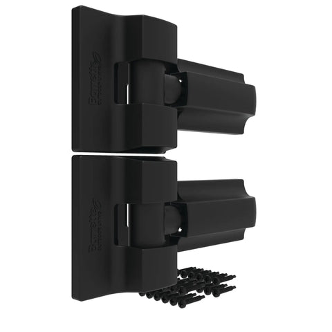 Heavy Duty Gate Hinges Kit For Wood Or Vinyl Gates, Built Tough Self Closing 180 Degree Swing, 2 Pack, Supports Gates Up To 96 Inches Wide And 150 Lbs, Includes 4 Decorative Hinge Covers And 24 Screws, black hinges with screws