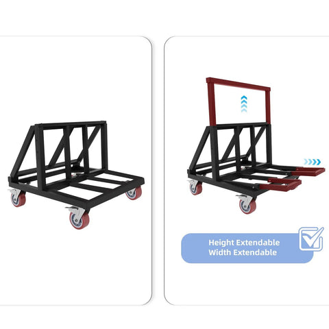Badass Heavy Duty Drywall Cart And Folding Panel Dolly With 3000 Pound Load Capacity showing extendable height and width features.