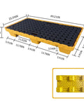 Stackable Industrial Drum Spill Pallet With Drain Modular Workhorse Heavy Duty Containment Platform Yellow Steel, top view