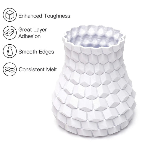 Top Shelf White Plaplus 3D Printer Filament Refill 175Mm Spool Free Format 03MM Accuracy One Kilogram shown as a textured white print.