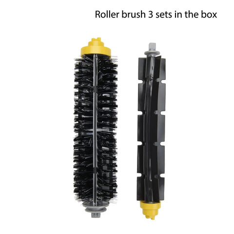 All In One Replacement Parts Kit For Roomba 600 Series Vacuum Cleaner showing two roller brushes and bristle brush.