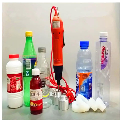 Heavy Duty Go To Handheld Electric Bottle Capper Delivers Knockout Torque For Hassle Free Cap Sealing On Beverage Bottles 10 To 50 mm Sweet Fit 220V Power with various beverage bottles.