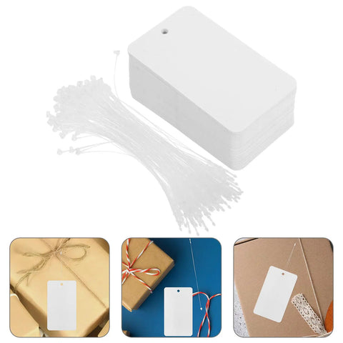 White PVC Blank Hanging Tags With Lanyard 100pcs Waterproof Shipping Labels for home brewing and jewelry display