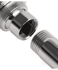 Close-up of Croma 100 Handheld Shower Head Set With 3 Modes Wide Spray Pulsating Massage, chrome connector and hose detail