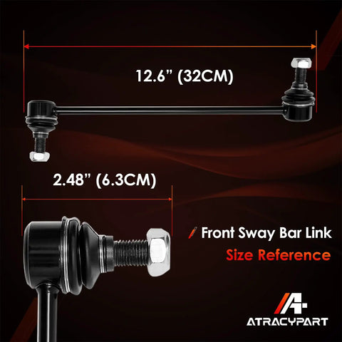 Front Sway Bar Links 2pc For 2007-2017 Chevy Equinox And GMC Terrain, 12.6 in black steel replacement link