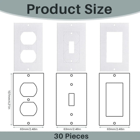Universal Foam Outlet Insulation Pads And Draft Sealer Gaskets For Electrical Outlets And Light Switch Covers 30 Pcs White EVA Foam Cut To Fit 2.5 X 4 Inches DIY Friendly Lightweight Weatherproof Wall Seal product size dimensions
