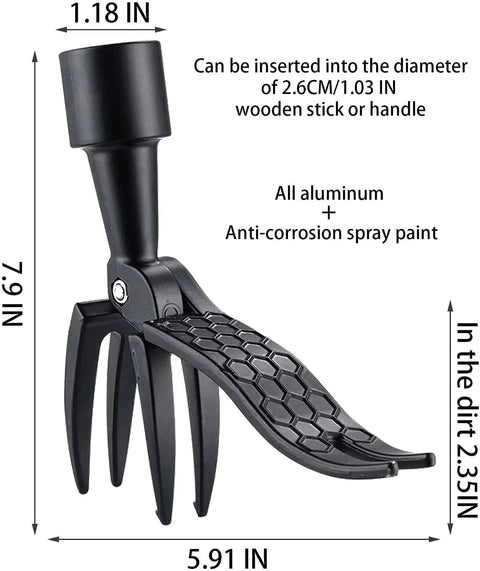 Stand Up Weed Puller Replacement Head With 4 Claw Steel For Yard And Garden Heavy Duty Weeding Tool showing dimensions