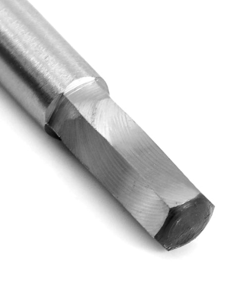 Auger wood drill bit, 1/2 in diameter, long 16 in length, 3/8 in hex shank (tip close-up)