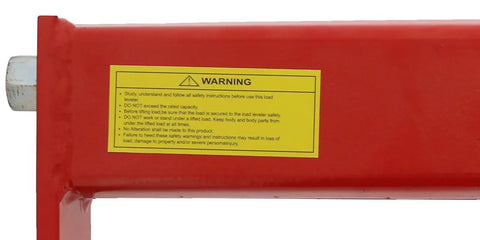 Warning label on Heavy Duty 2 Ton Load Leveler For Engine Hoist And Shop Crane Cherry Picker Lift Balancer with safety instructions.