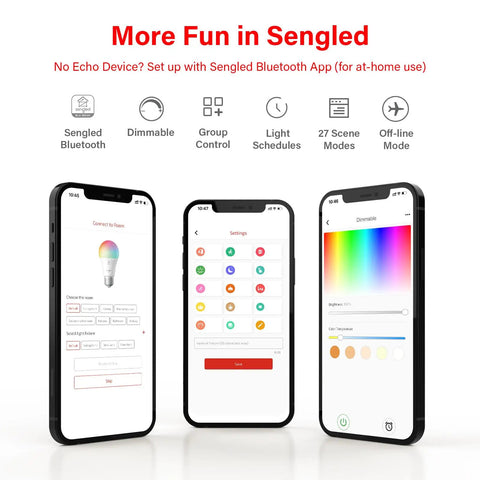 App interface for Auto Pairing Smart LED Bulbs For Alexa With Color Changing RGB Lighting E26 60W showing color and schedule controls