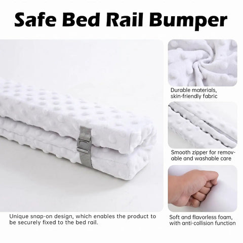 Toddler Bed Rail Bumpers Set For Safe Sleep With Soft Kid Safe Padding Guardrail Cushions showing secure buckle and soft fabric