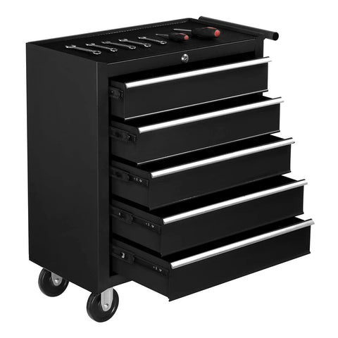 Heavy Duty Rolling Tool Storage Cabinet With Five Deep Drawers And Secure Padlock Grease Monkey Approved Workshop Workhorse on casters.