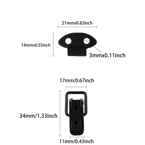 Dimensions of Six Pack Black Spring Lock Clasp Buckle Latch With Screws 1.37 Inch Stainless Steel Small Toggle Latch.