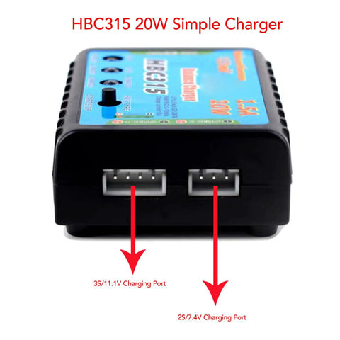 Front view of a Portable 20W RC Battery Balance Charger With Built In Safety Guards No Drama Beefed Up For LiPo Batteries Fast Charging