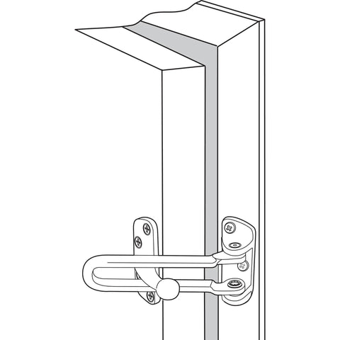 Real Badass Security Swing Bar Lock For Heavy Duty Diecast Hinged Swing In Doors showing installation on door frame with solid chrome finish.