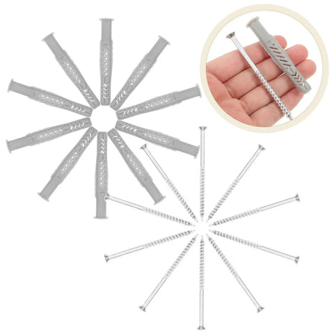20Pcs Self Drilling Hollow Wall Anchors Kit With Screws For Easy DIY Mounting In Cabinets Walls And Plasterboard Heavy Duty Plastic Plugs And Screw Set For Secure Grab And Go Install And No Hassle, gray anchors and screws