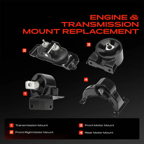 Heavy Duty Engine Motor Mount And Transmission Mount Kit Set Of 4, includes transmission and motor mounts for Chrysler, Dodge, VW.