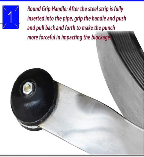 Rock Solid Manual Steel Drain Snake Auger round grip handle for better control while clearing blockages in pipes.
