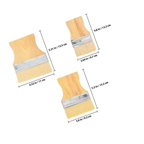Three Piece Flat Wool Brush Set With Poplar Wood Handles For Deck Stain And Furniture Paintwork Ideal For Wood Painting And Wall Staining