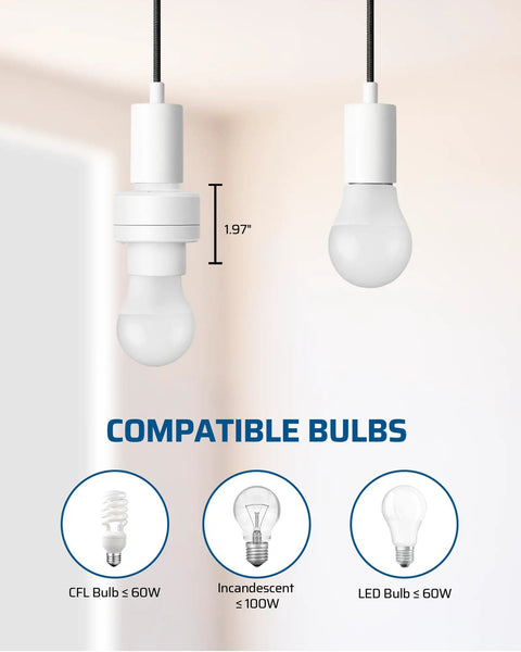 Remote Control Light Socket With Wireless Control For Lamps And Fixtures, Pull Chain Compatible, 100Ft Range, No Wiring Needed