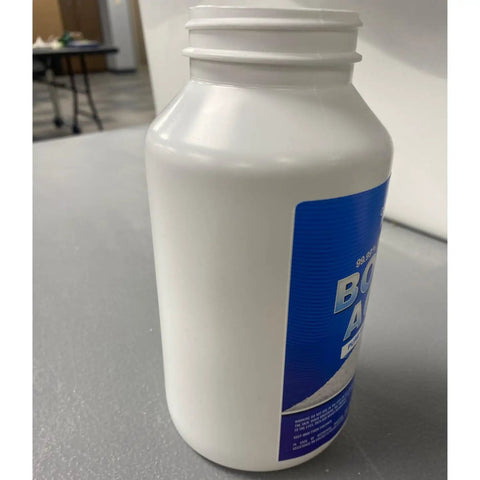 Industrial Grade Boric Acid Powder 1lb Multipurpose Cleaner For Kitchen, Laundry, Stains And Odors, bottle on table