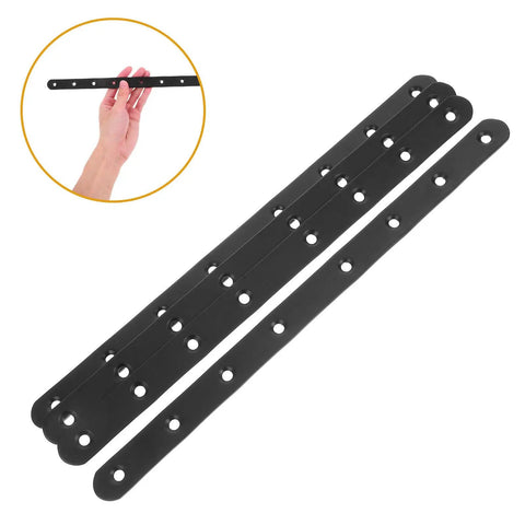 Beefy Stainless Steel Flat Brace Brackets Set For Wood Furniture Repair shown in hand for size reference, 4 Pack