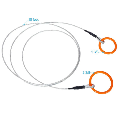 Heavy Duty Log Choker Cable 3/16 Inch X 10 Ft With Tow Rings For UTV ATV And Lawn Tractors, 2400 Lb capacity, forestry grade wire rope.