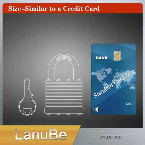 Product comparison: Keyed Alike Laminated Steel Padlock Set One And Nine Sixteenth Inch Wide Body With Normal Shackle size to credit card
