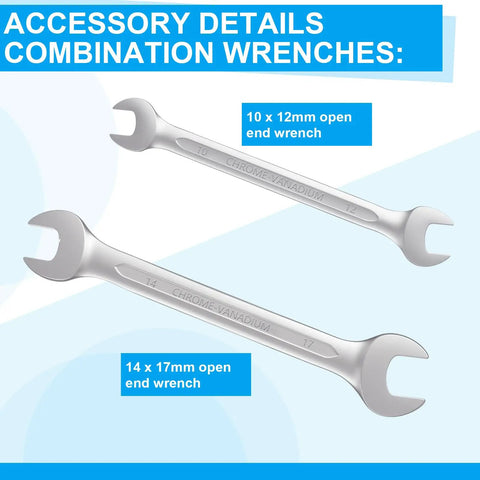 Motocross Tool Kit 15 Pcs All In One Ride Ready Set wrenches, 10x12mm and 14x17mm combination, chrome-vanadium steel