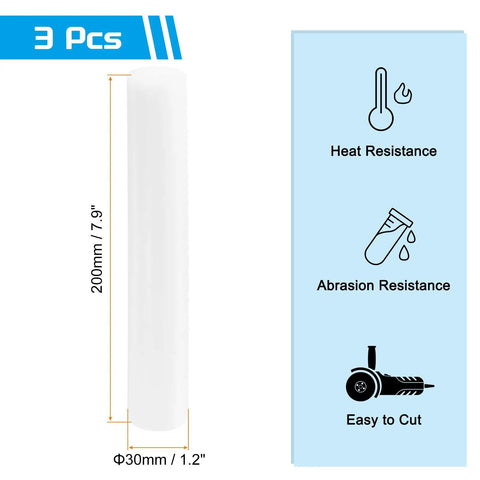 White Abs Plastic Rod 30mm By 200mm Round Solid Bar For Diy Model Making And Architecture Projects Smooth Cut Pack Of 3