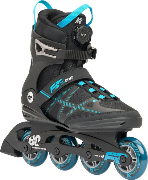 F.I.T. 80 BOA Inline Skates For Men Black Blue With BOA Closure, Stability Plus Cuff, FBI Vibration Absorbing Frame, side view