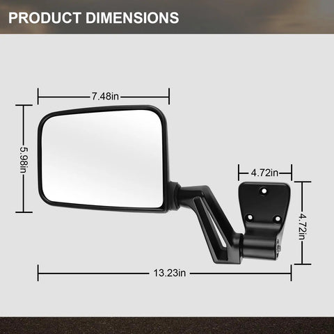 Passenger And Driver Side View Mirror Pair Replacement For Jeep Wrangler Manual Folding No Drilling Easy Install Black Finish